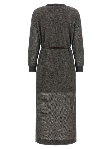 Gray Wool Midi Dress