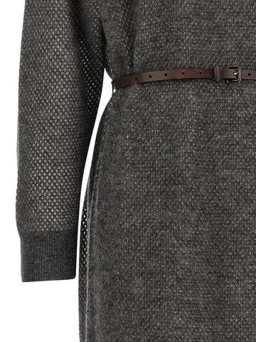 Gray Wool Midi Dress