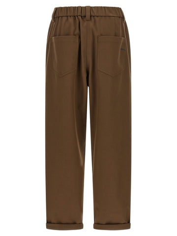 Brown Cotton Casual Pants