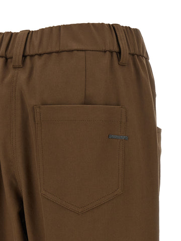 Brown Cotton Casual Pants