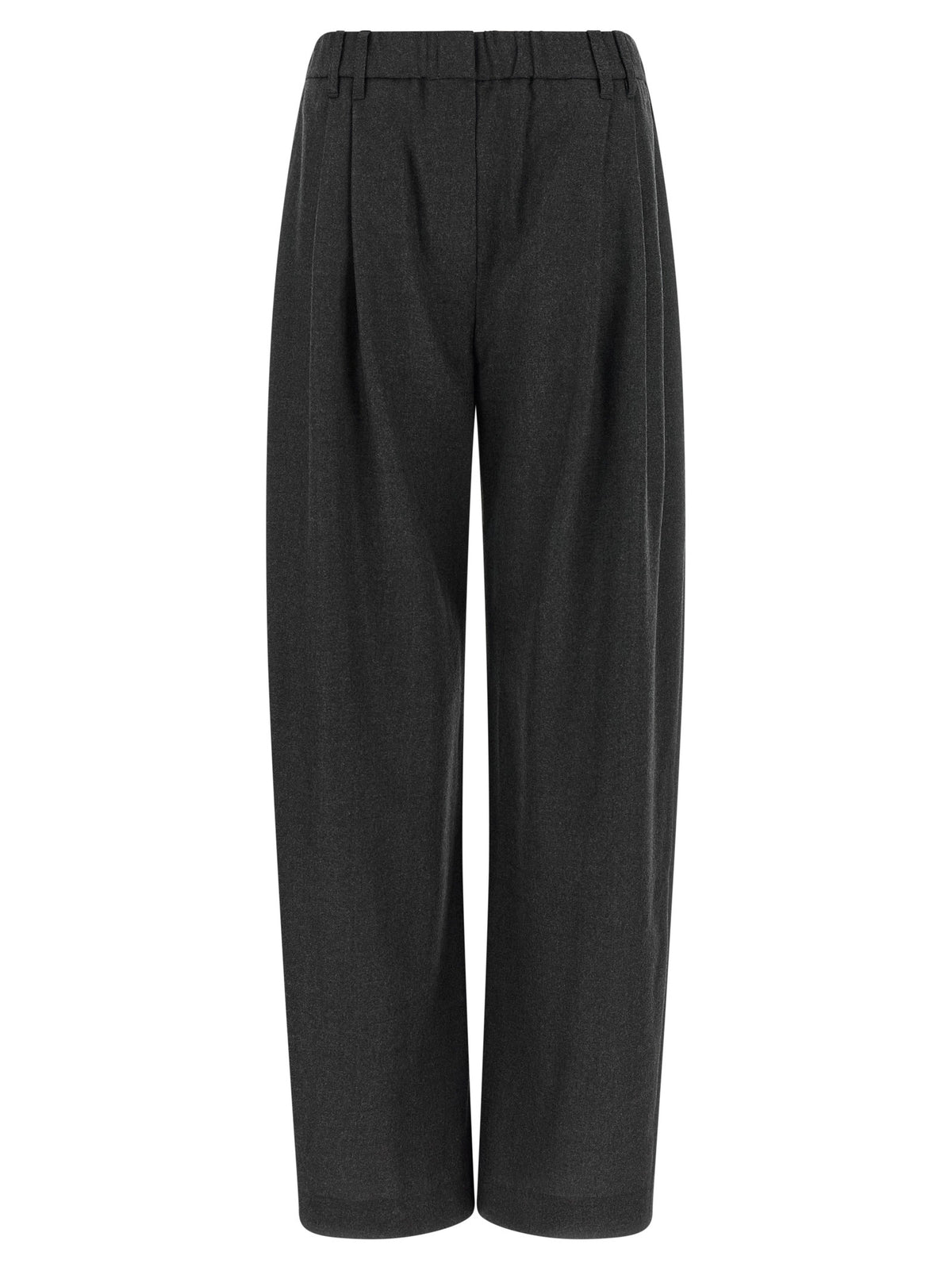 Gray Virgin Wool Casual Pants