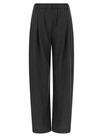 Gray Virgin Wool Casual Pants
