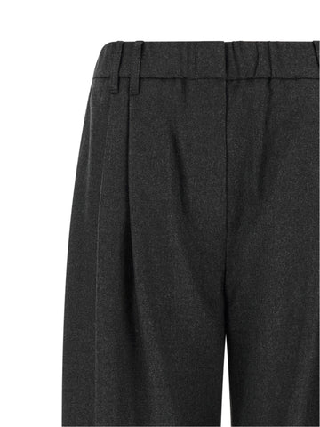 Gray Virgin Wool Casual Pants