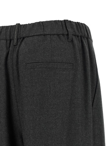 Gray Virgin Wool Casual Pants