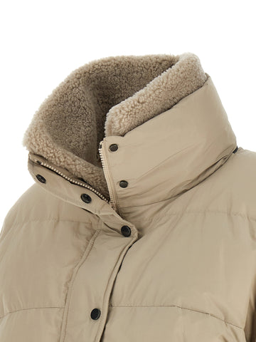 Beige Cotton Full-Length Jacket