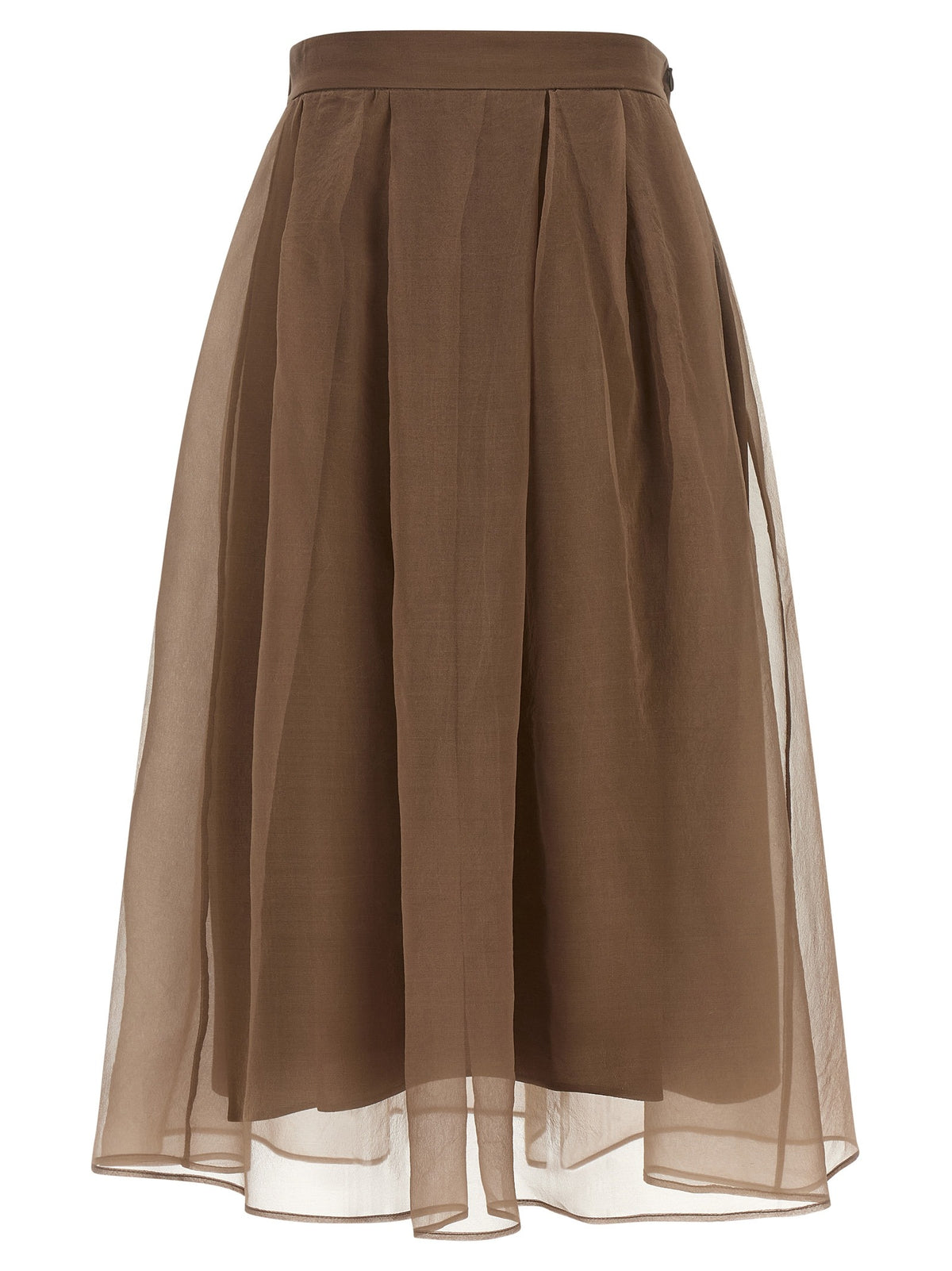 Brown Silk Midi Skirt