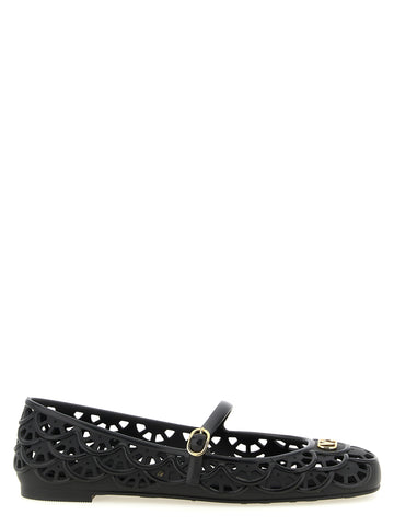 Black Polyvinyl Ballet Flats