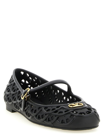 Black Polyvinyl Ballet Flats