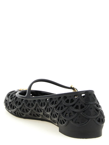 Black Polyvinyl Ballet Flats