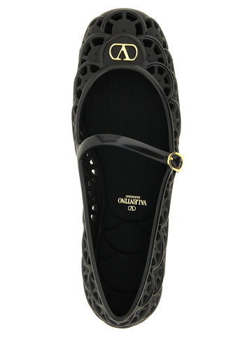 Black Polyvinyl Ballet Flats