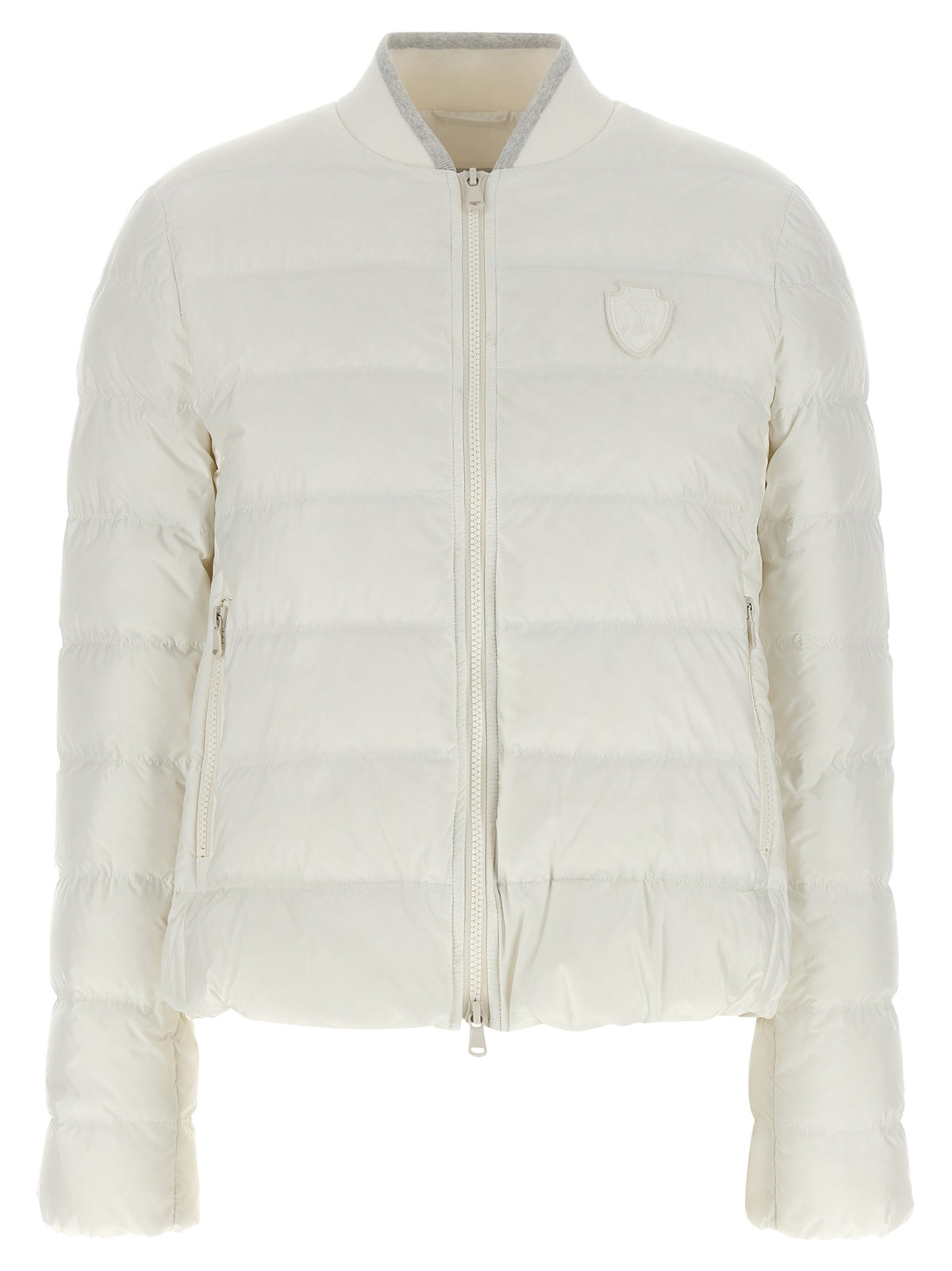 White Polyester Full-Length Jacket
