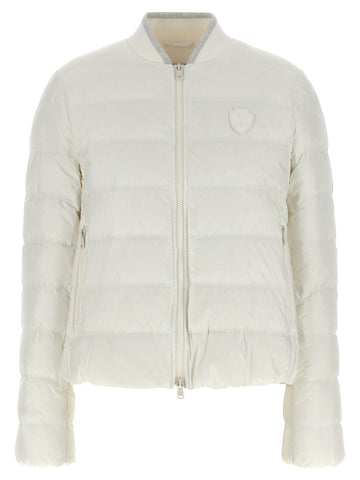 White Polyester Full-Length Jacket