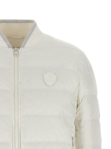 White Polyester Full-Length Jacket