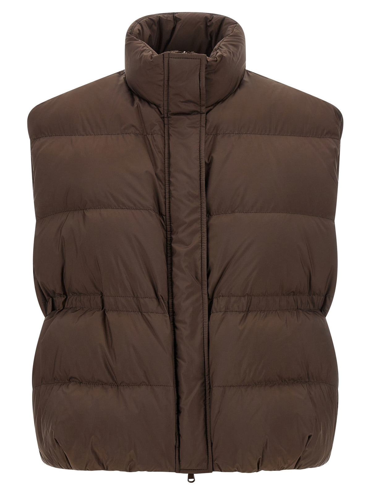 Brown Polyester Sleeveless Jacket