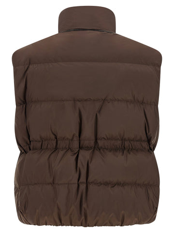 Brown Polyester Sleeveless Jacket