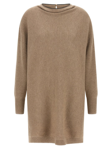 Beige Virgin Wool Short Dress