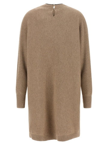 Beige Virgin Wool Short Dress