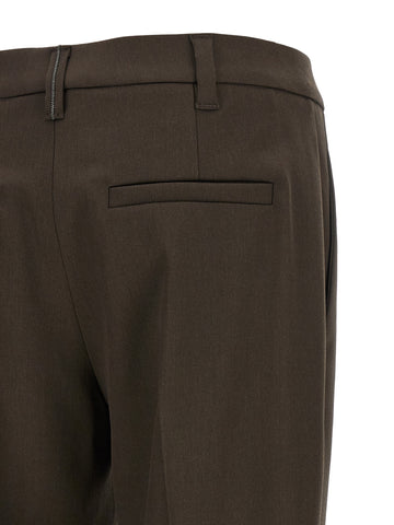 Brown Virgin Wool Dress Pants