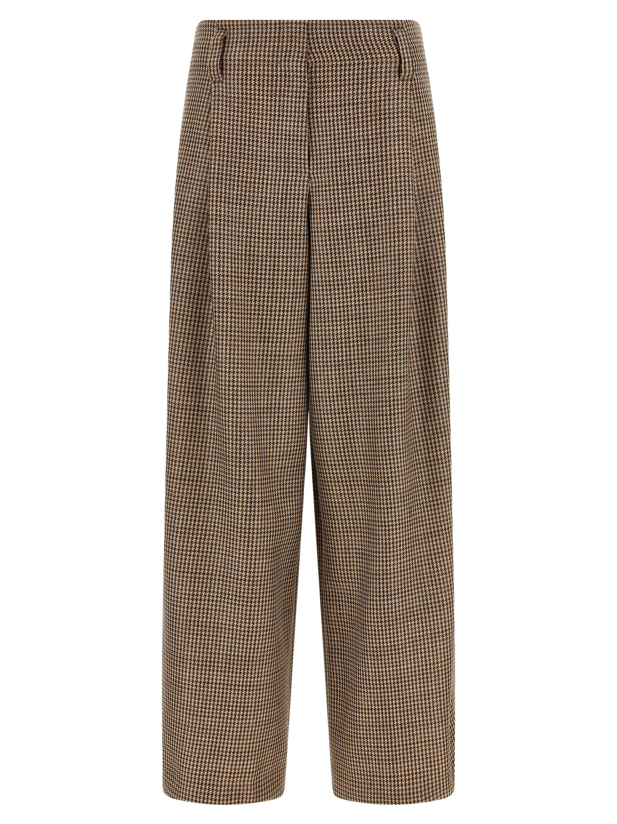 Brown Virgin Wool Flared Pants
