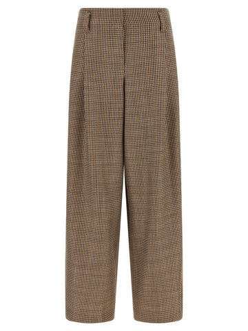 Brown Virgin Wool Flared Pants