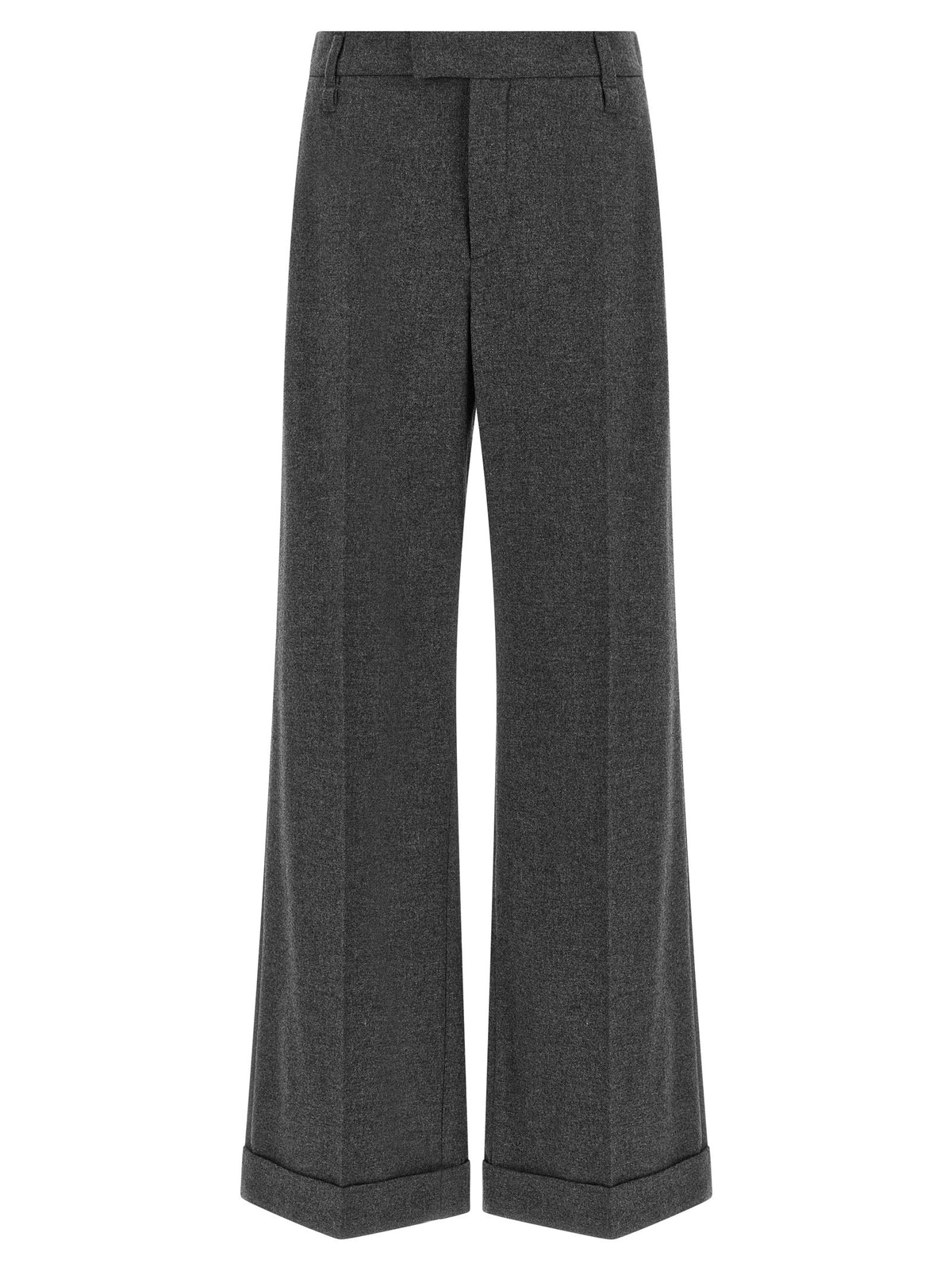 Gray Virgin Wool Casual Pants