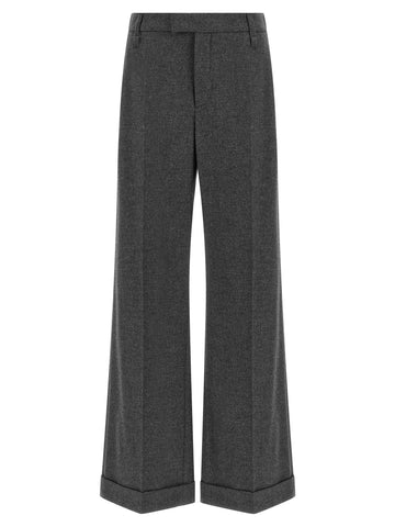 Gray Virgin Wool Casual Pants