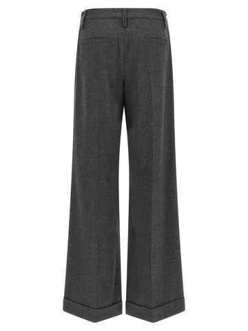 Gray Virgin Wool Casual Pants