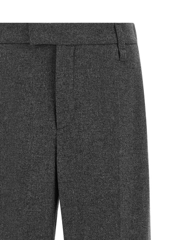Gray Virgin Wool Casual Pants