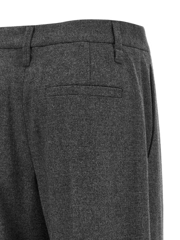 Gray Virgin Wool Casual Pants