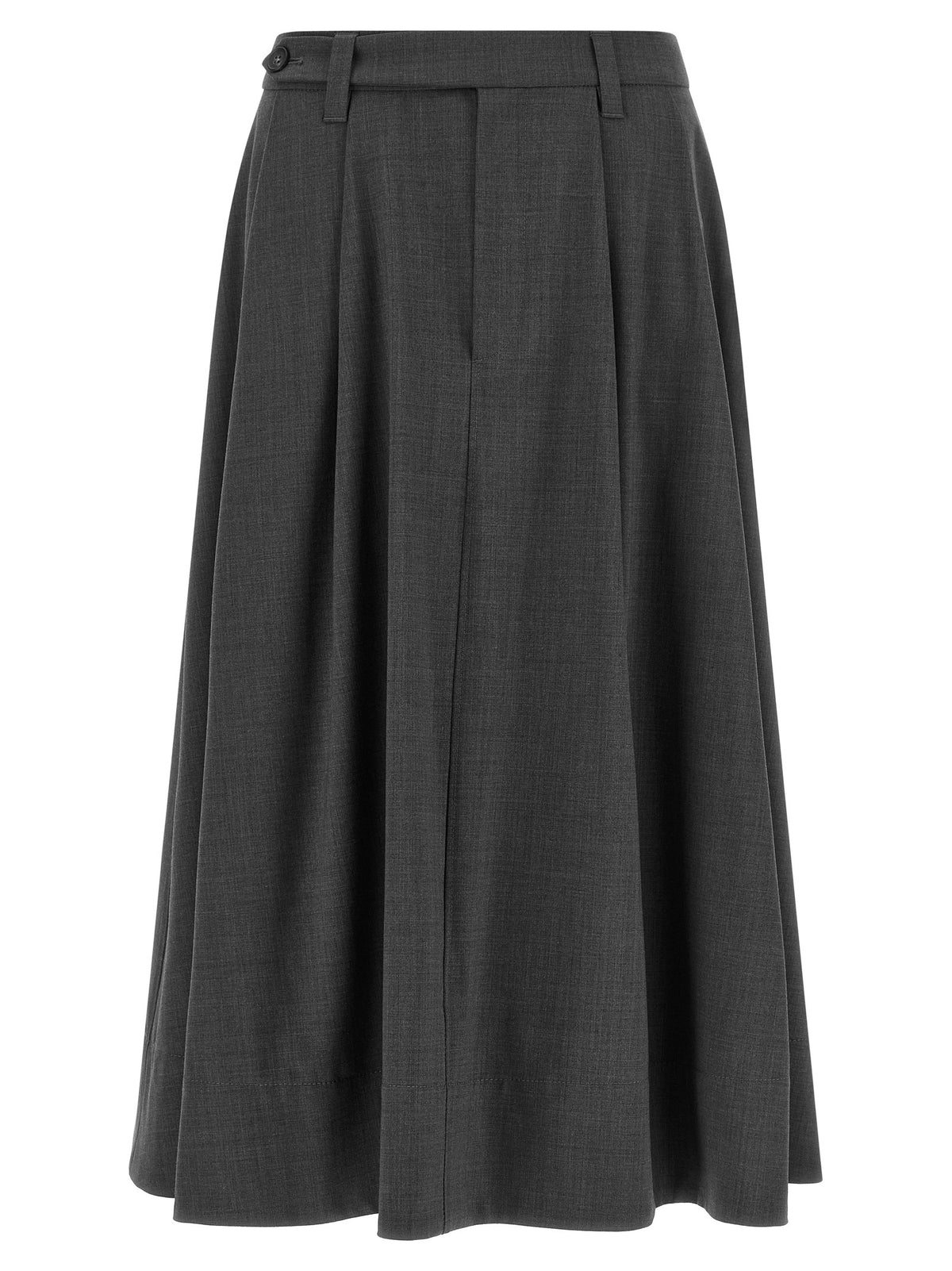 Gray Virgin Wool Midi Skirt