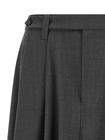 Gray Virgin Wool Midi Skirt