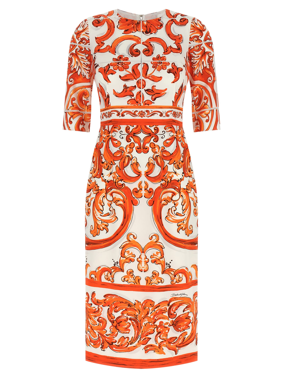 Orange Silk Midi Dress