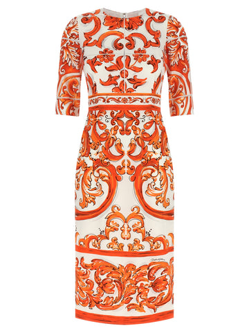 Orange Silk Midi Dress