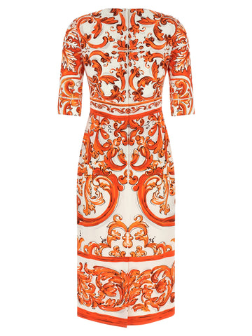 Orange Silk Midi Dress