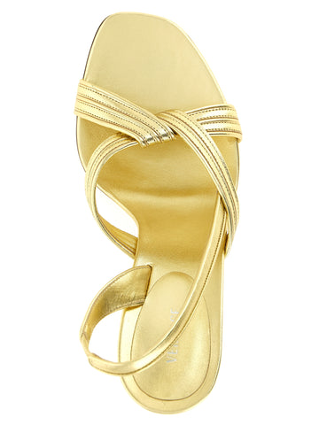 Gold Lamb Leather Stiletto Heel Sandals