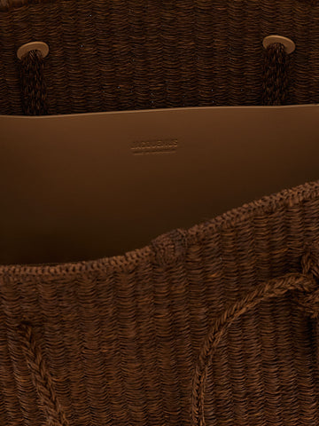 Brown Raffia Tote Bag