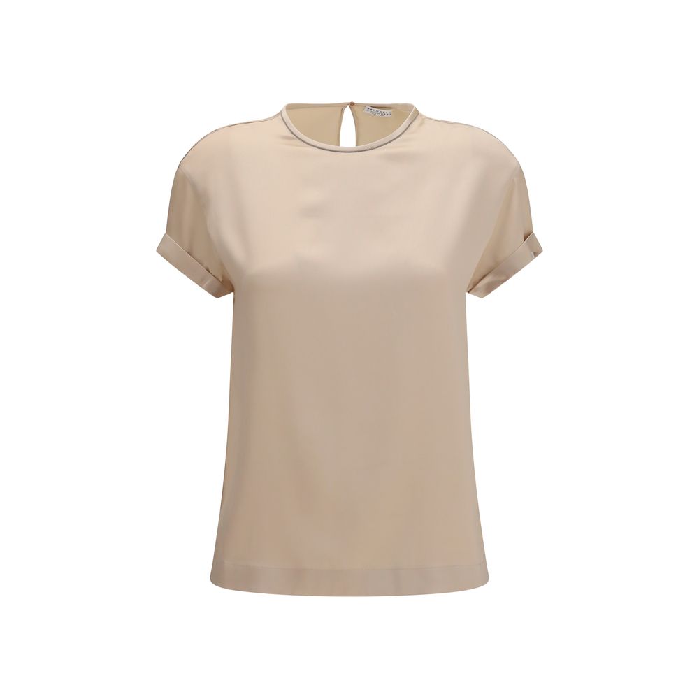 Beige Elastane Blouse