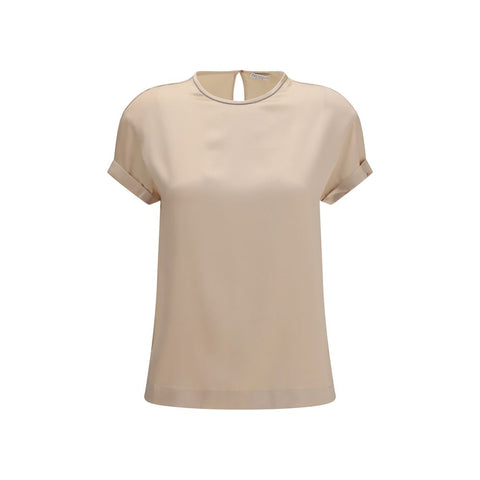 Beige Elastane Blouse