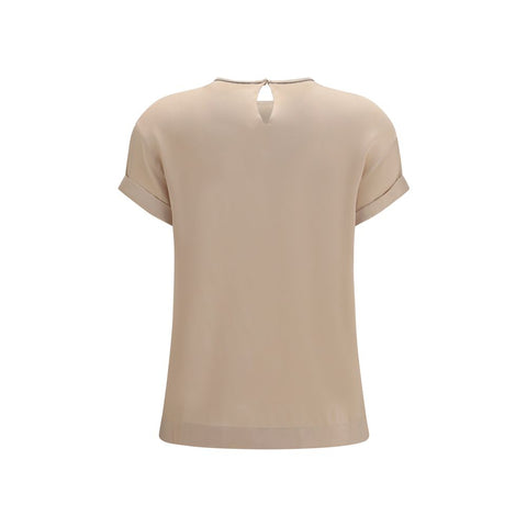 Beige Elastane Blouse