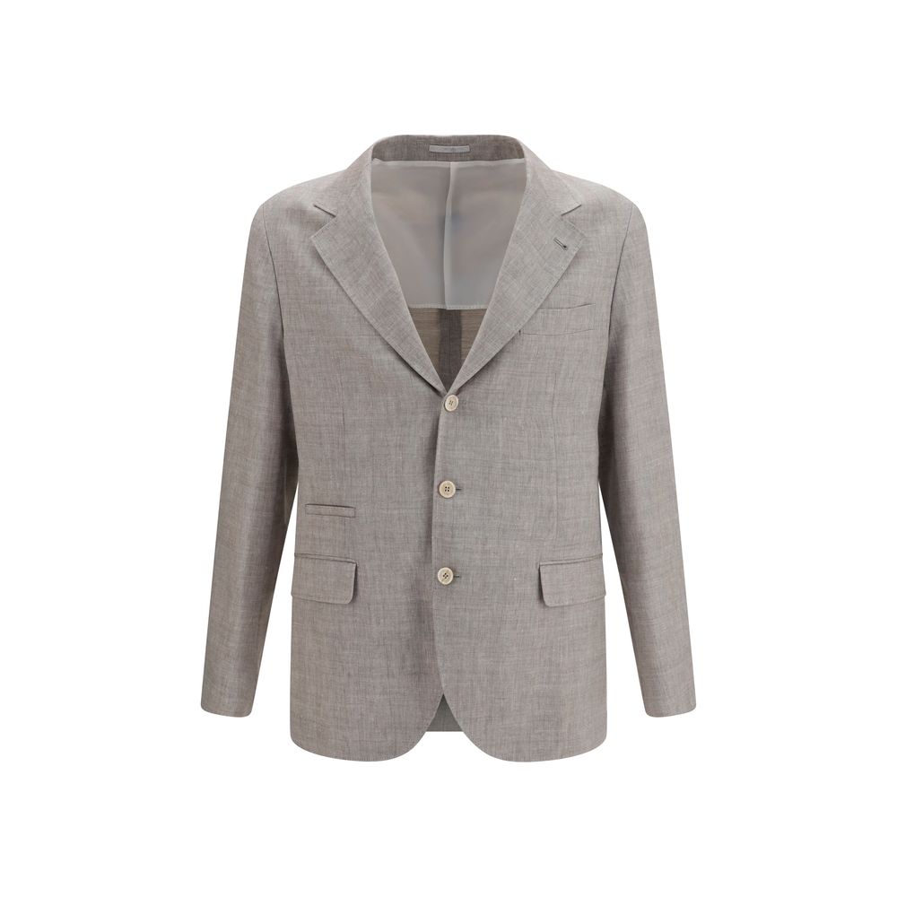 Beige Linen Full-Length Jacket