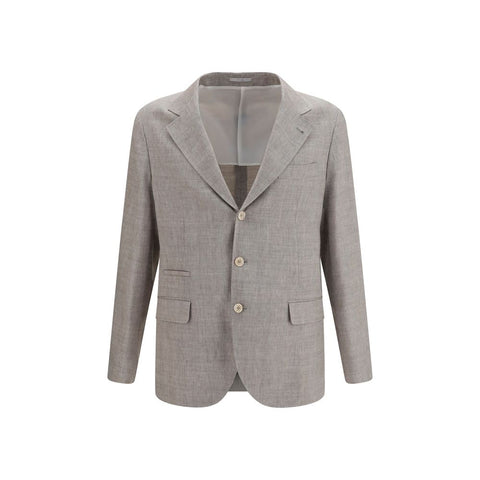 Beige Linen Full-Length Jacket