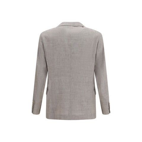 Beige Linen Full-Length Jacket