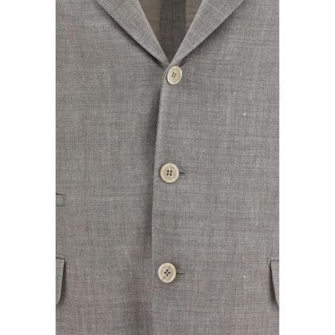 Beige Linen Full-Length Jacket