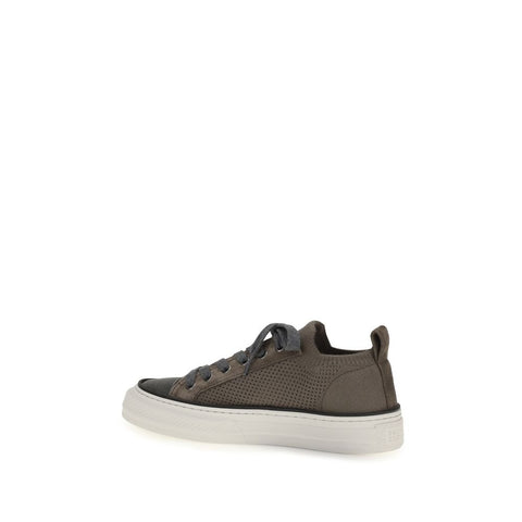 Brown Cotton Low Top Sneakers