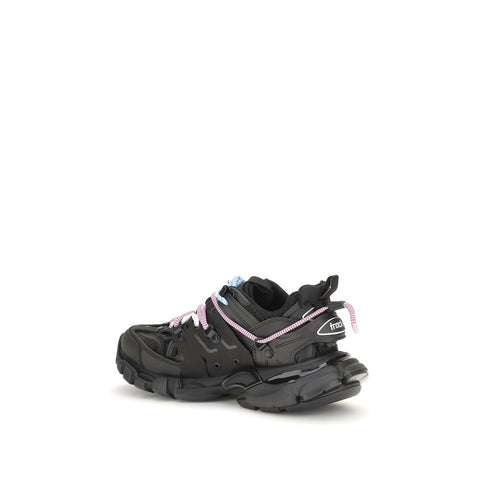 Black Polyester Athletic Sneakers