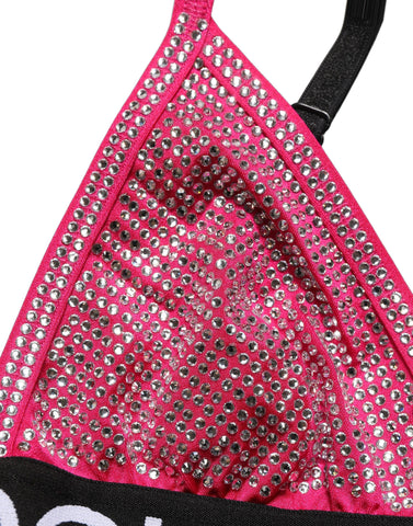 Pink Crystal Embellished Bralette Crop Top