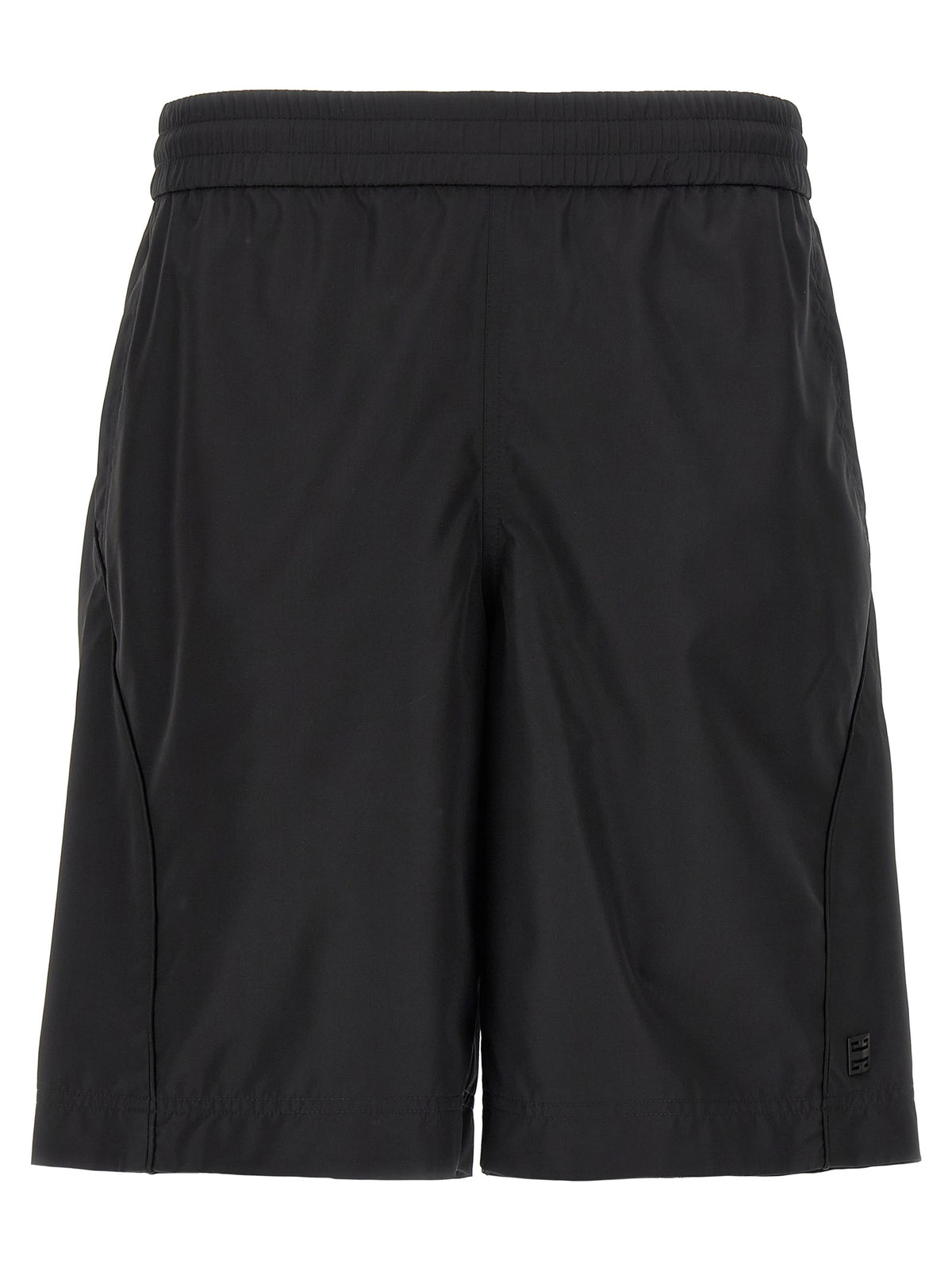 Black Polyester Bermuda Shorts