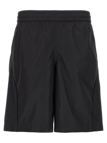 Black Polyester Bermuda Shorts