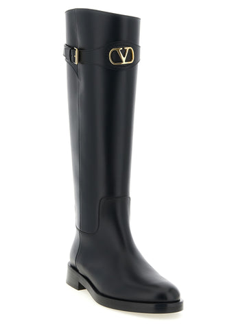 Black Calfskin Over The Knee