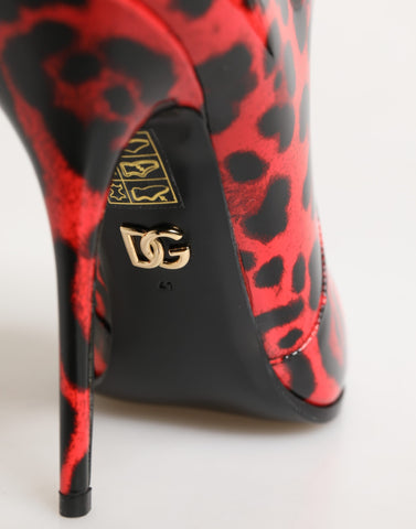Red Leopard Cardinale Ankle Boots Shoes